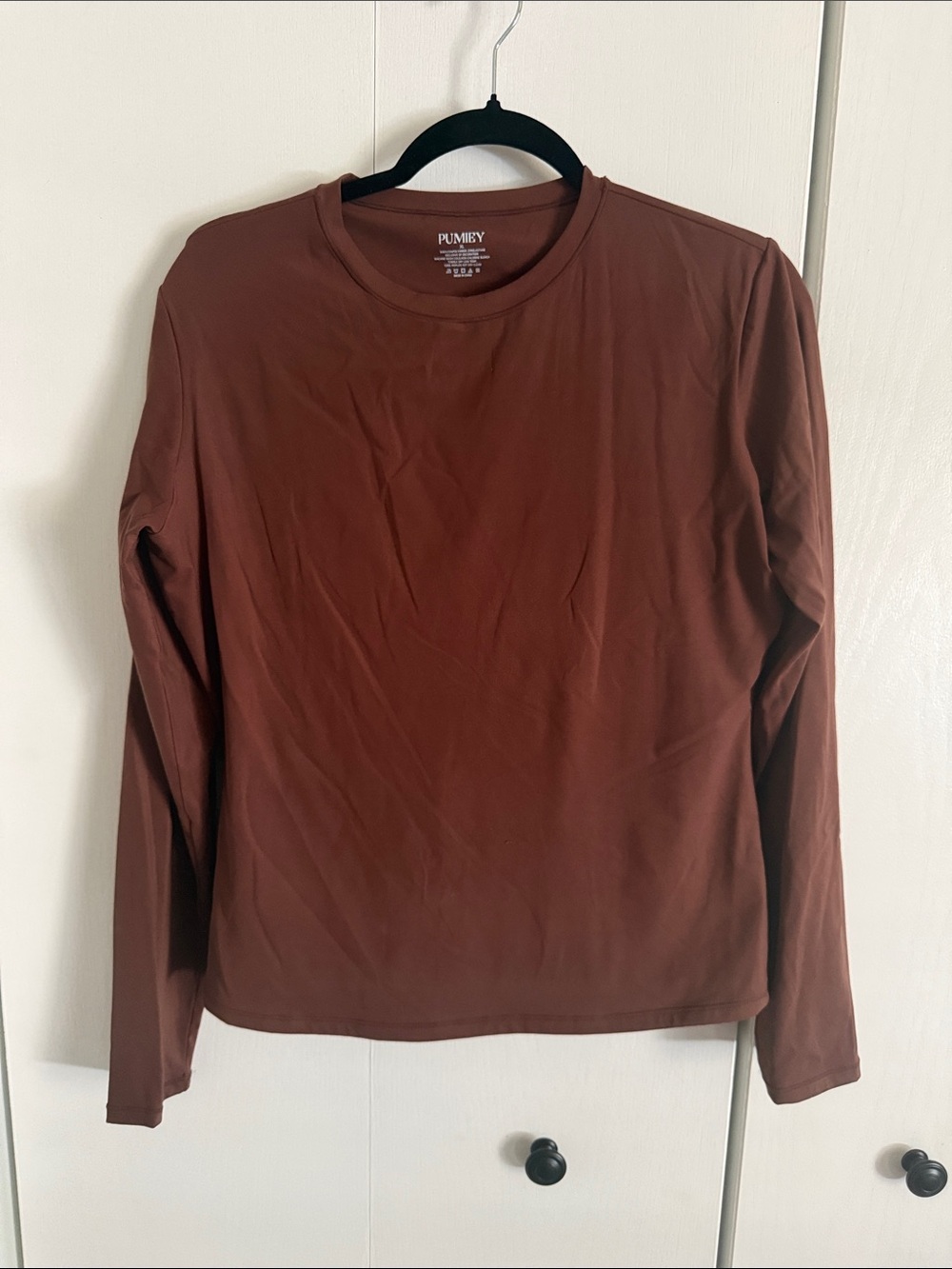 Pumiey Long Sleeve Crewneck Tee — Chestnut Brown Sz XL